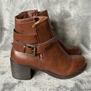 Soho‎ Girls Ankle Boots Womens Size 8 Brown Chunky Heel Side Zip Bootie Shoes